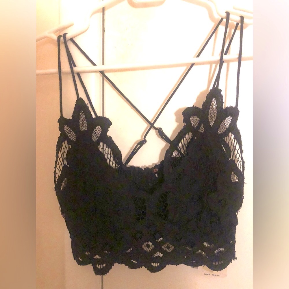 Free People Black Lace Bralette Top